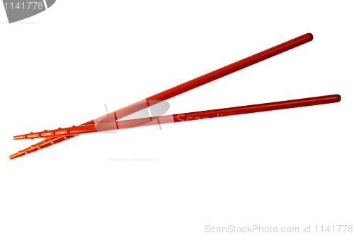 Image of Red chopsticks isolated on white 