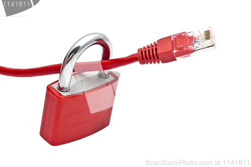 Image of Red padlock and USB plug