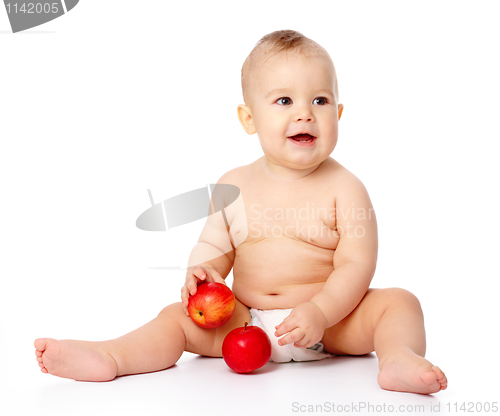 Image of Little child with apple