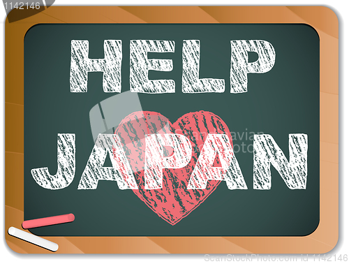 Image of Japan Love on Blackboard. Earthquake and Tsunami Design