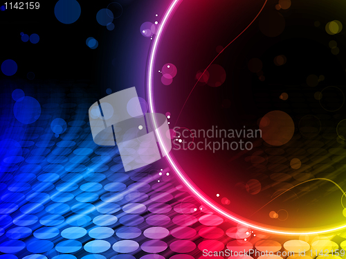 Image of Disco Abstract Circle Box on Black Background