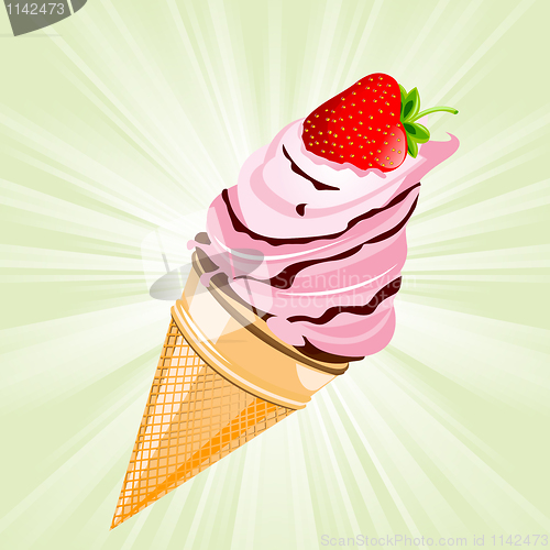 Image of ice cream with strawberry