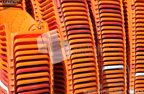 Image of Piled Beach Chairs