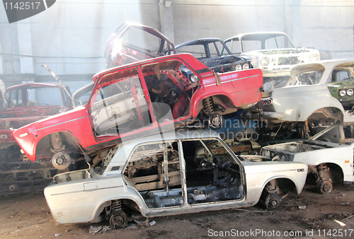 Image of cars is returned for recycling as scrap metal