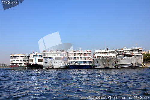 Image of old passenger ships standing in port