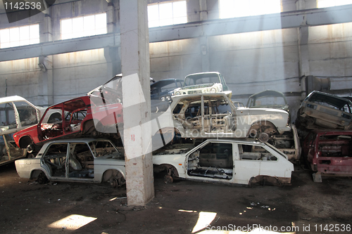 Image of cars is returned for recycling as scrap metal