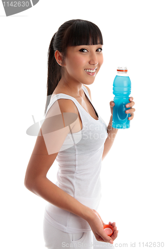 Image of Fit healthy girl with drink