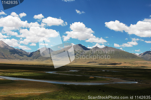 Image of Landscape of mountains and meadows