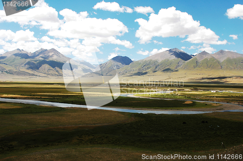 Image of Landscape of mountains and meadows