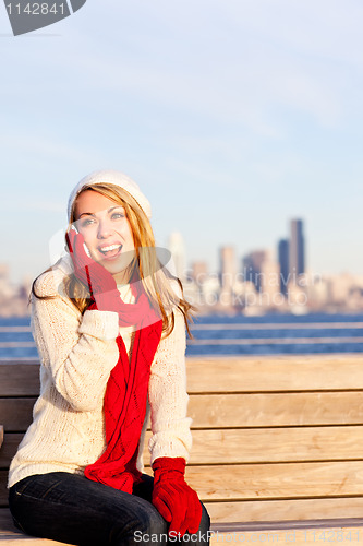 Image of Caucasian woman on the phone