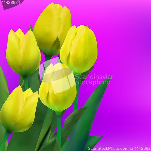 Image of Bunch of tulip flowers on the table. EPS 8