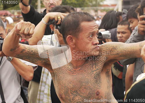 Image of Tattoo Festival at Wat Bang Phra in Nakhon Chaisi near Bangkok, 