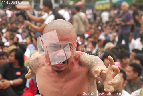 Image of Tattoo Festival at Wat Bang Phra in Nakhon Chaisi near Bangkok, 
