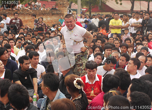 Image of Tattoo Festival at Wat Bang Phra in Nakhon Chaisi near Bangkok, 