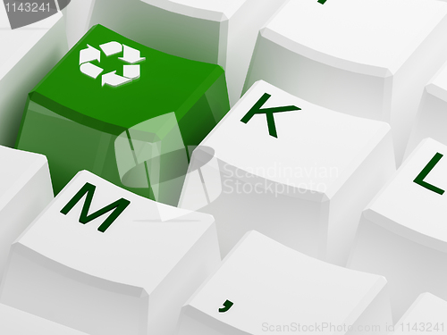 Image of Recycle symbol button on white keyboard