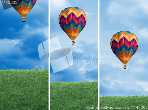 Image of grass and sky and balloon