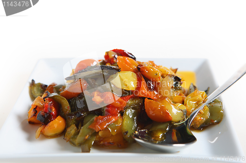 Image of Roasted veg and spoon