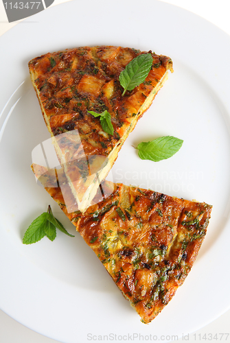 Image of Spanish omelet slices vertical