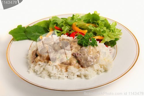 Image of Beef stroganoff with salad