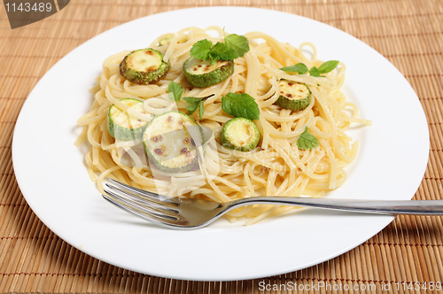 Image of Courgettes with spaghetti and mint