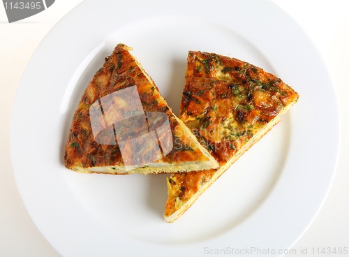 Image of Spanish omelet wedges from above