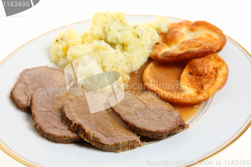 Image of Roast beef and Yorkshire puddings