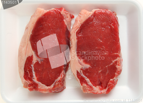 Image of Veal sirloin steaks on tray