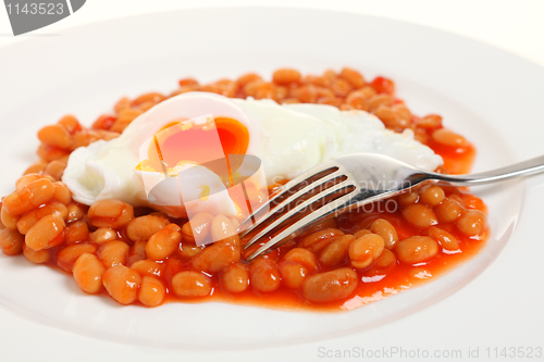 Image of Egg and beans with fork