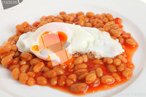 Image of Poached egg on baked beans