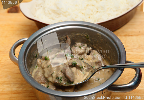 Image of Beef stroganoff and rice horizontal