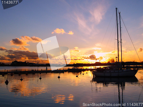 Image of Yacht at Sunset