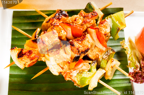 Image of chicken and vegetables skewers