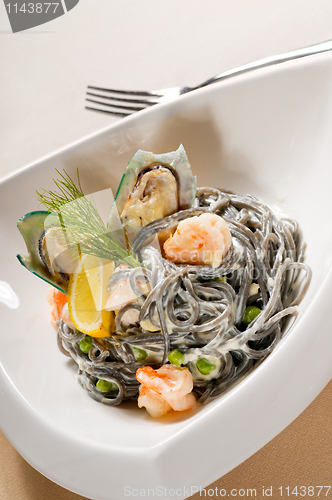 Image of seafood black spaghetti