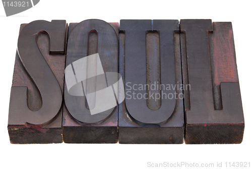 Image of soul word in letterpress type