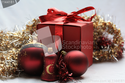 Image of Christmas gift and decorations