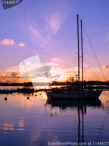 Image of Yacht at Sunset