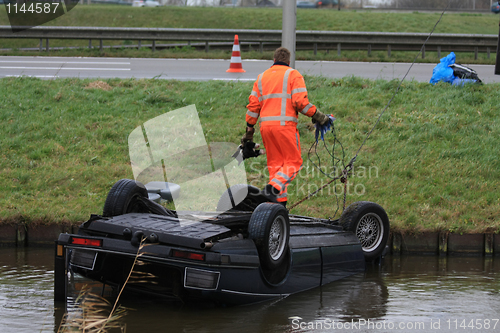 Image of Car in water after an accident