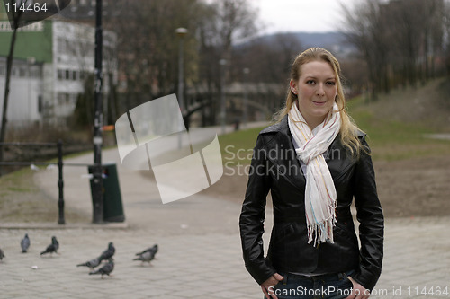 Image of Young Woman in Park