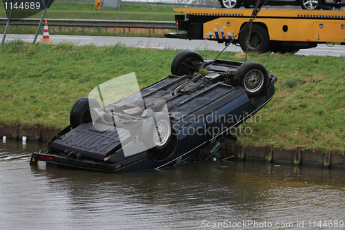 Image of Car in water after an accident