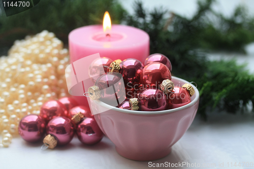 Image of Pink christmas decorations