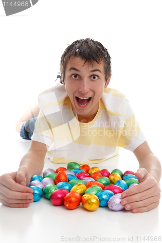 Image of Excited boy easter eggs