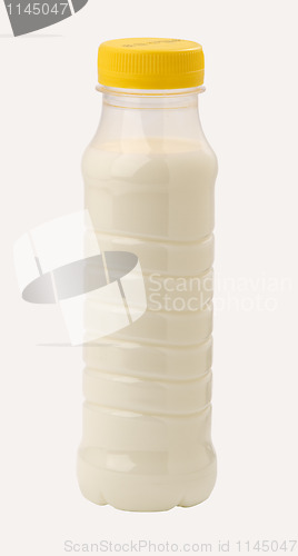 Image of empty plastic bottle of yoghurt or milk