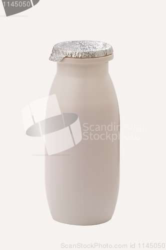 Image of empty plastic bottle of yoghurt or milk