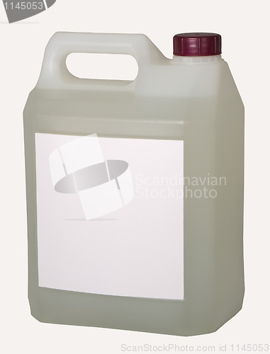 Image of plastic canister with a blank label