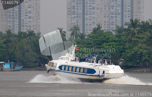 Image of Hydrofoil boat on Saigon River in Vietnam