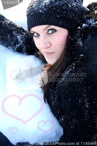 Image of Young woman and hearts