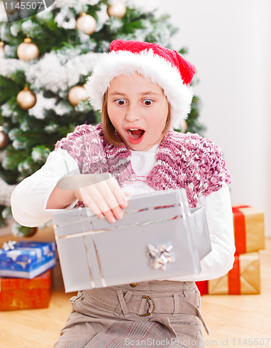 Image of Girl with Christmas present