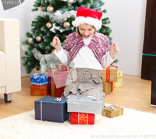 Image of Girl with Christmas presents