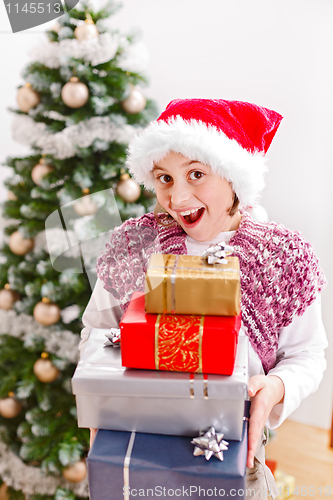Image of Girl with Christmas presents