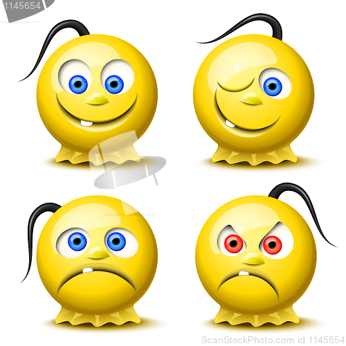 Image of Four glossy smileys 